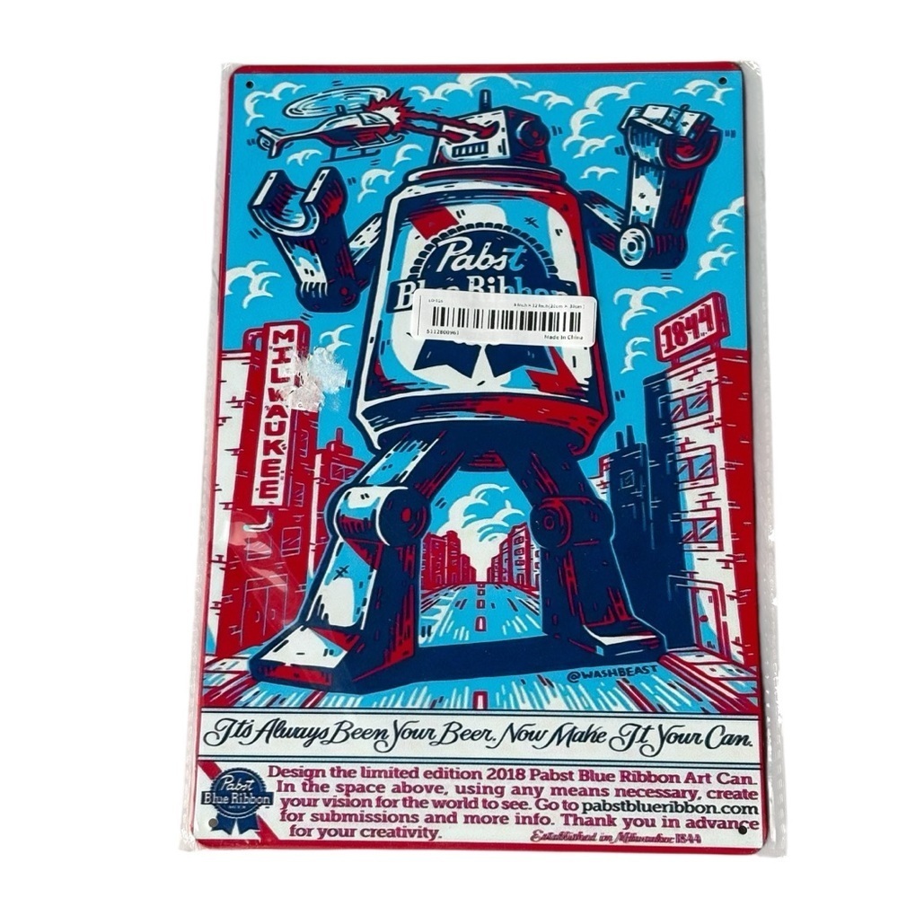 Pabst Blue Ribbon Tin Metal Sign Beer Draft